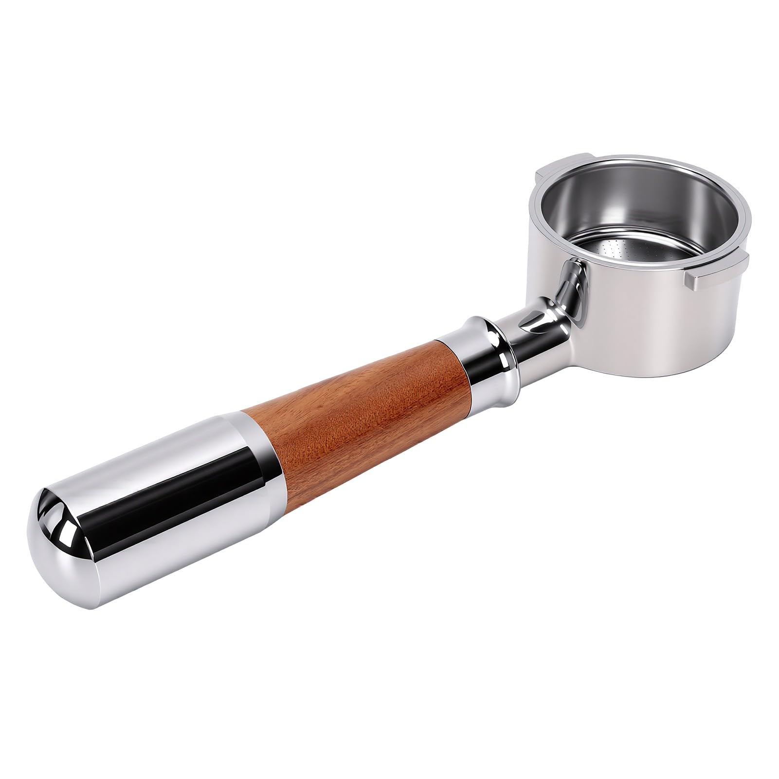 XUMIUZIY Portafiltro de Acero Inoxidable de 51 Mm con de Madera (2 Ear