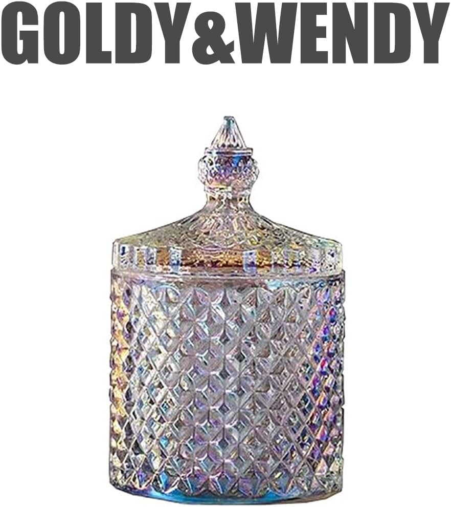 GOLDY&WENDY Easter Candy Jar Basic Food Storage Organization Set Colored Glass Jars With Crystal Lids Cookie Jar Cookie Bucket Decorative Candy Jar