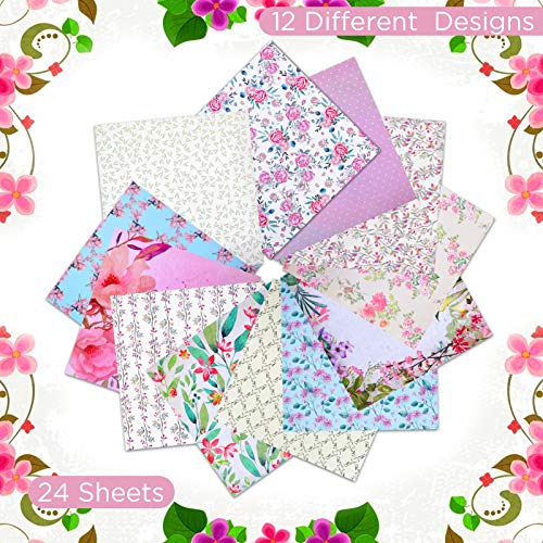 Yarumi Cardstock Paper Pad 12X12 Inches,Lovely Garden Cardmaking Paper Pack Floral Spring-Themed Scrapbook Paper Single-Sided Patterns Printing Decorative Paper Craft Paper Photo Album Decor-24 Pages #TOP2
