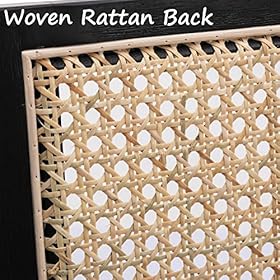 Black Rattan Dining Chairs Set of 4, Accent Wicker Dining Chair with Cane Back, Mid Century Modern Rattan Armchair Comfy Side Chair for Kitchen/Dining Room/Living Room 61WAHw0sSDL. SS280