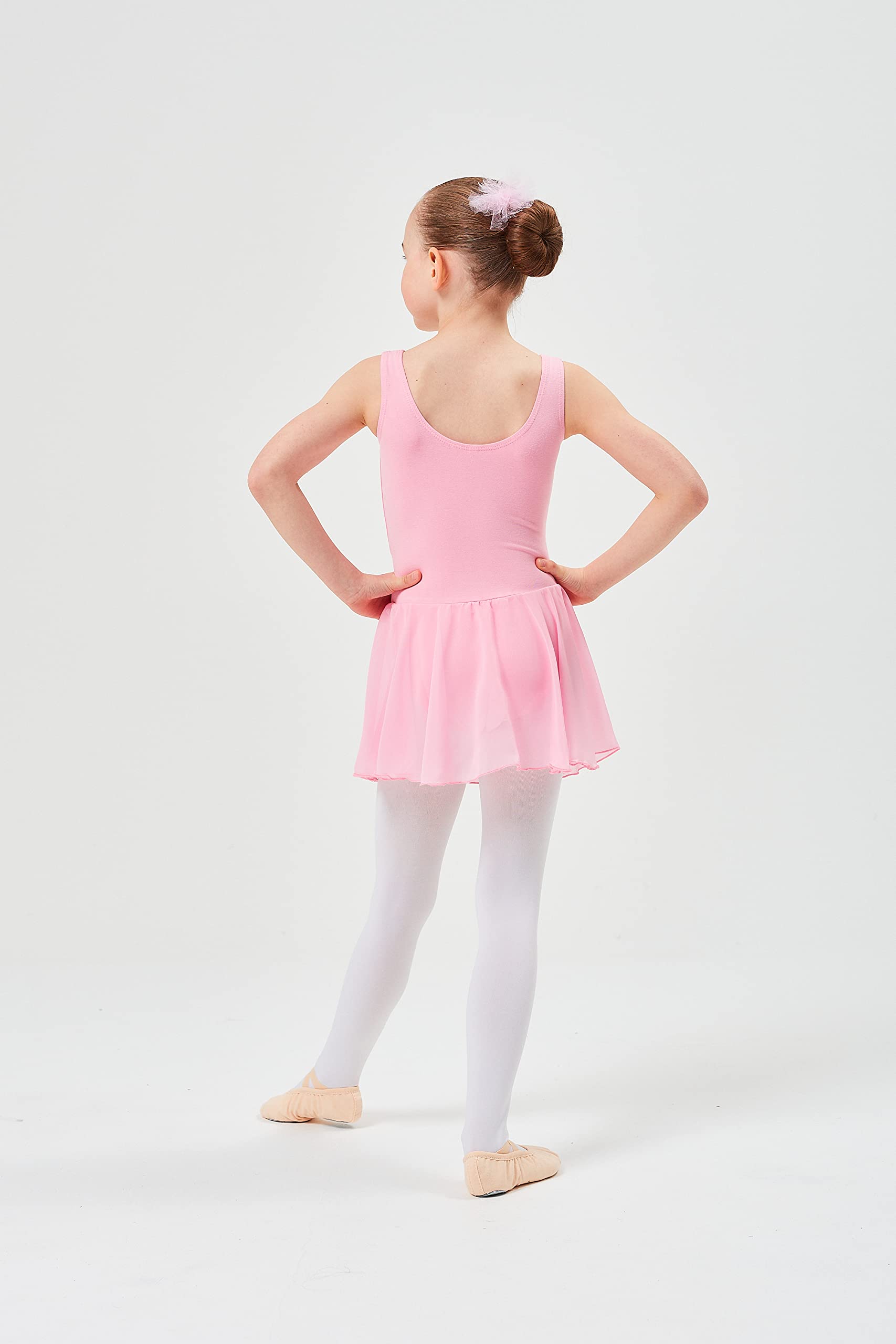 tanzmuster Ballettkleid Mädchen ärmellos - Minnie - EU Gr. 92-170 - weiche Baumwolle - Chiffonröckchen - Ballett Trikot für Kinder