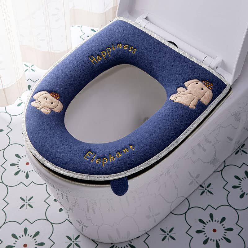 Miniatura 2 de Funda de asiento de inodoro suave para baño, 2 piezas, con asa, suave, más gruesa, lavable, se adapta a todos los asientos de inodoro ovalados,