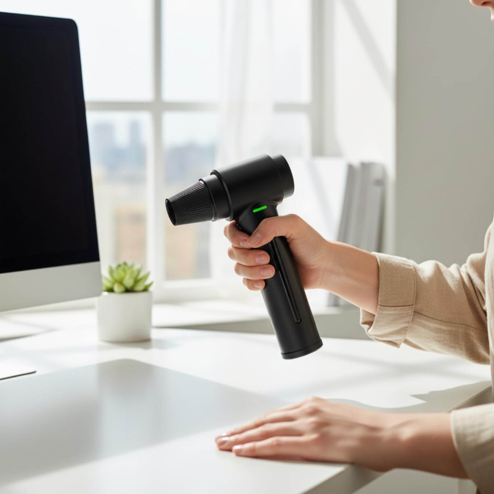 Gralara Soplador de Polvo Portátil Limpiador de Aire Eléctrico Manual Duster Recargable USB Inalámbrico Soplador con Accesorios Desmontables Mango y Carcasa
