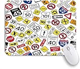 DAHALLAR Gaming Mouse Pad Rutschfeste Gummibasis,von Cartoon amerikanischen Verkehrszeichen,für Computer Laptop Office Desk,240 x 200mm