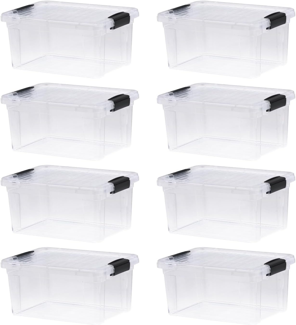 Superio Storage Bins with Lids- 8 Pack, 6.6 Qt Clear Boxes for Organizing, Stackable Plastic Containers- BPA Free, Non-Toxic, Odor Free, Organizer for Home, Office, Dorm 6.6 Quart 8 Pack