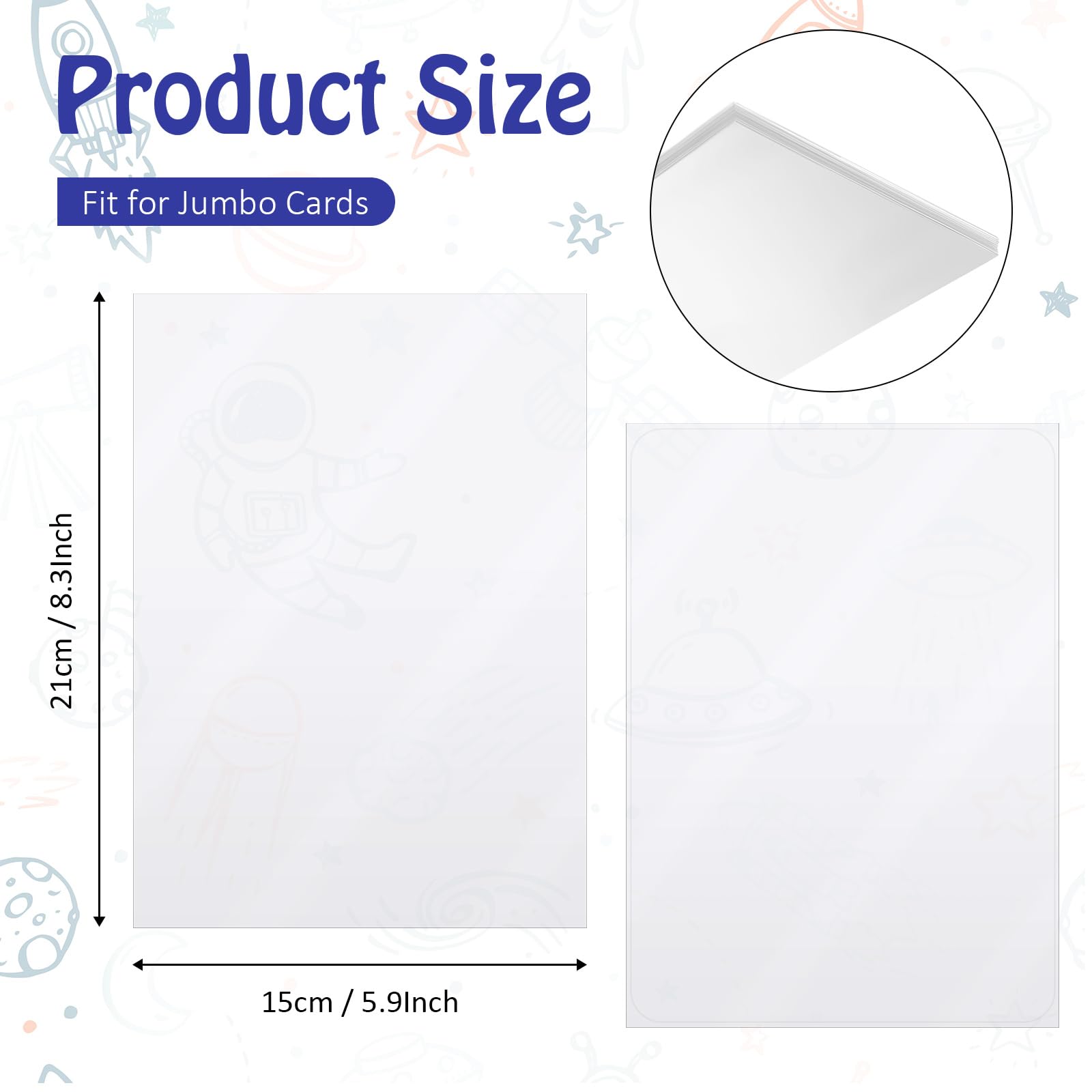 Amazon.com: 100 Pack Jumbo Card Binder Giant Card Sleeves Big Clear Trading  8.3 x 5.9 Inch Large Plastic Card Sleeves for Sports Games Photo Holder  Protection, No Cards : Toys & Games