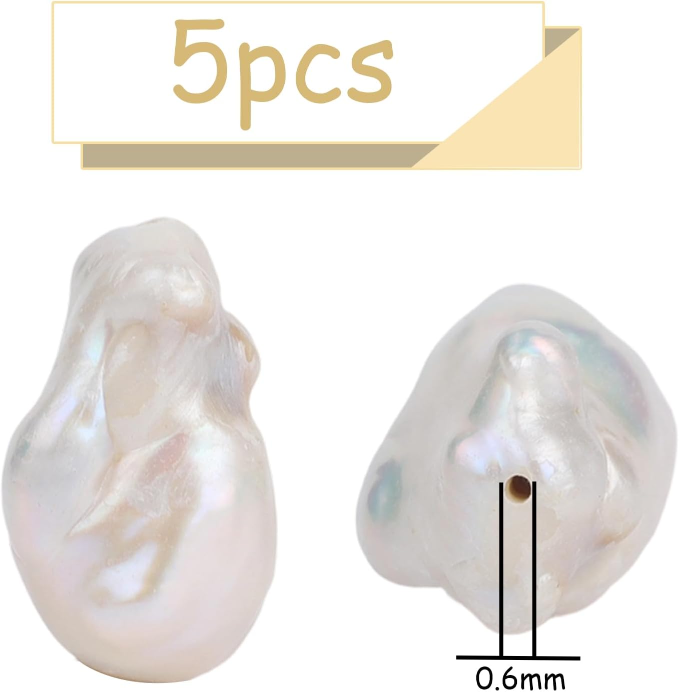 5pcs 14-25mm Teardrop Baroque Pearl Beads, Drop Shape Freshwater Pearls for Dangle Earrings, Pendants, DIY Jewelry Making - Image 3