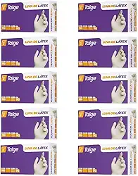 Talge Luvas de Látex com Pó, Tamanho M, Kit com 10 Caixas, 1000 Unidades