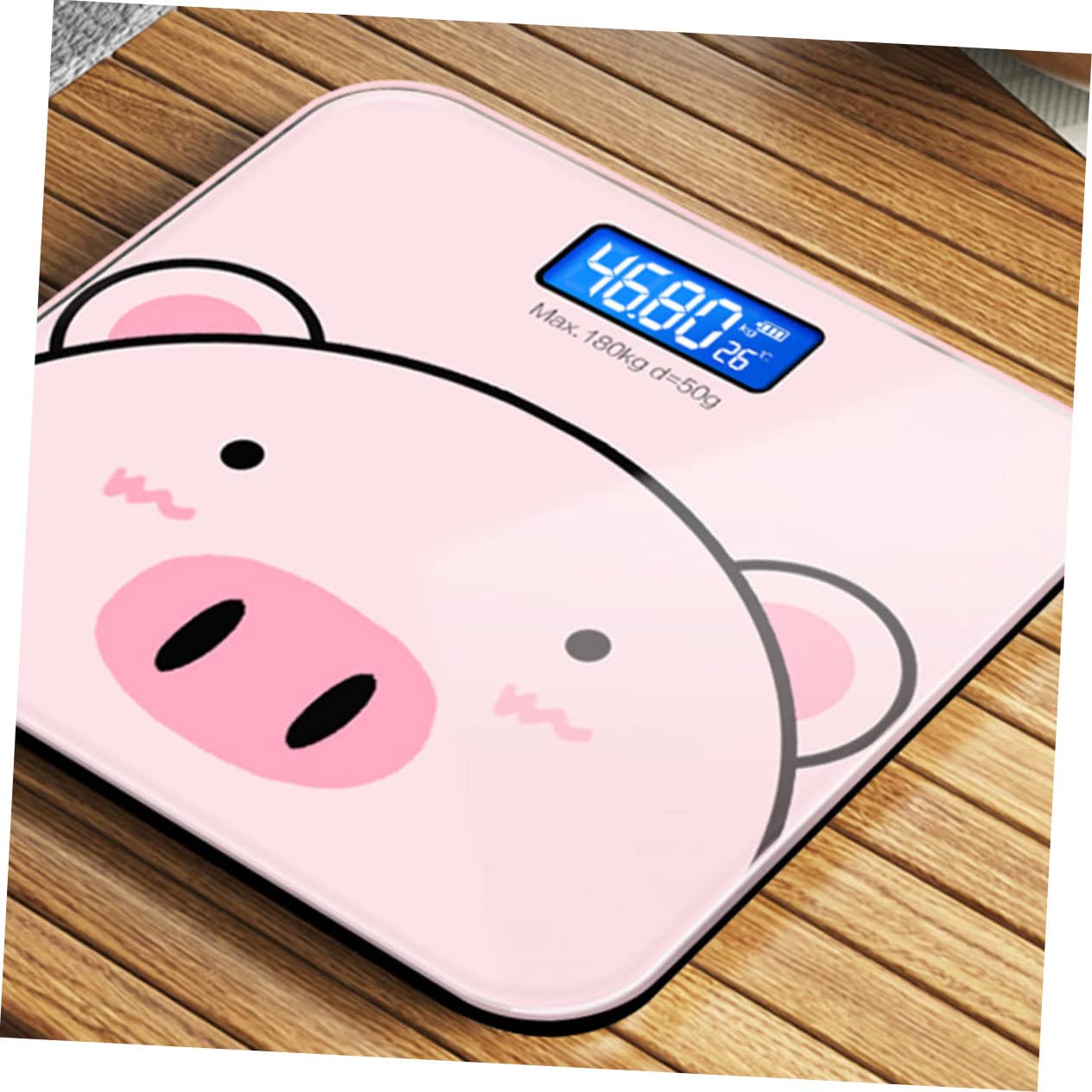 UKCOCO Báscula Diseño de Dibujos Animados de Peso Corporal Electrónica Hogar Pantalla LCD Hd Nocturna Precisión de 2 Decimales Adecuado para Control de Salud