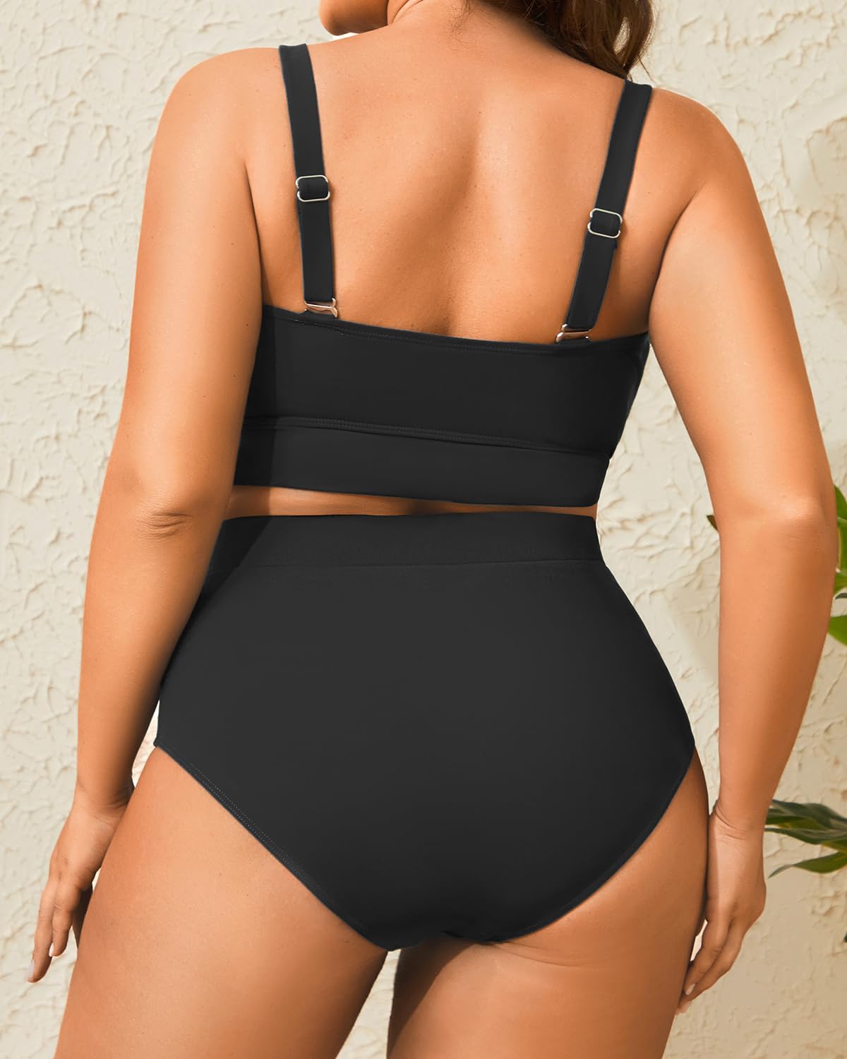 Tempt Me Women Plus Size High Waisted Bikini Bandeau Two Piece Swimsuit - Image 2