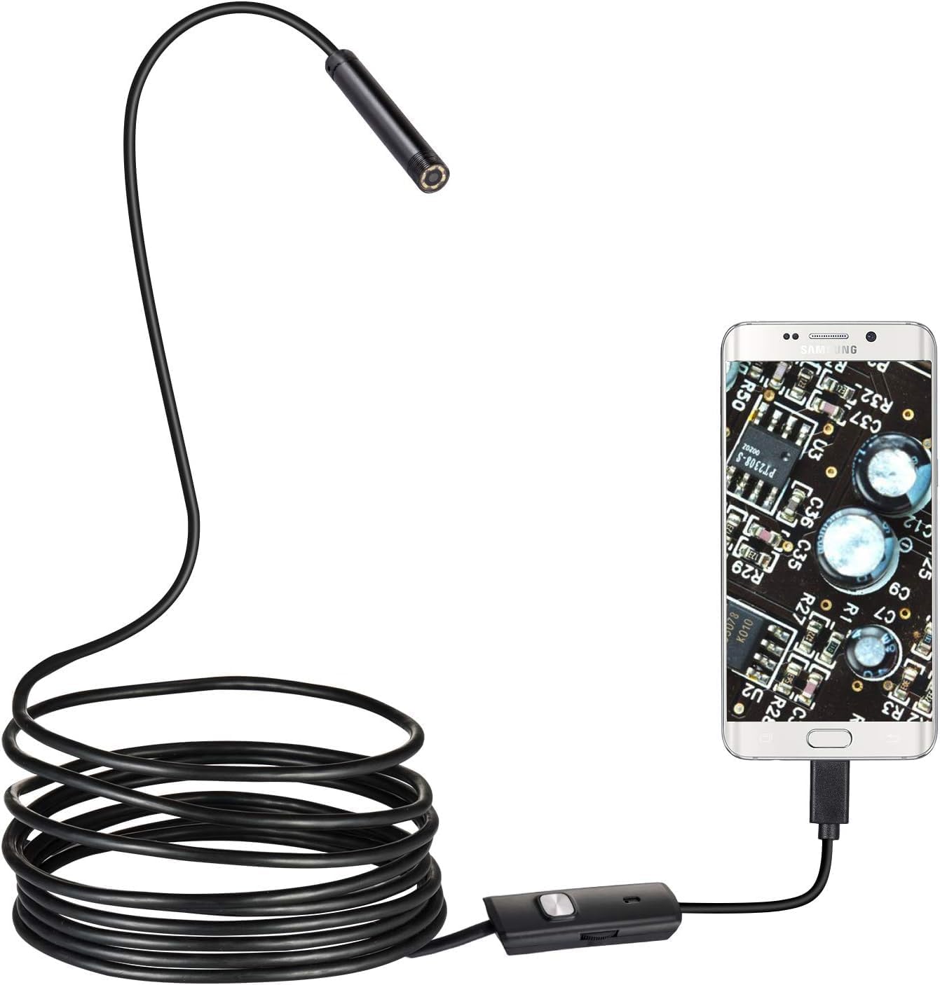 720P USB Camera Endoscope,2.0 MP IP67 Waterproof Micro USB Borescope ,10M Flexible Cable Endoscope with 8 Adjustable LED Lights For android Smartphone &PC (8.0mm Lens,10M)