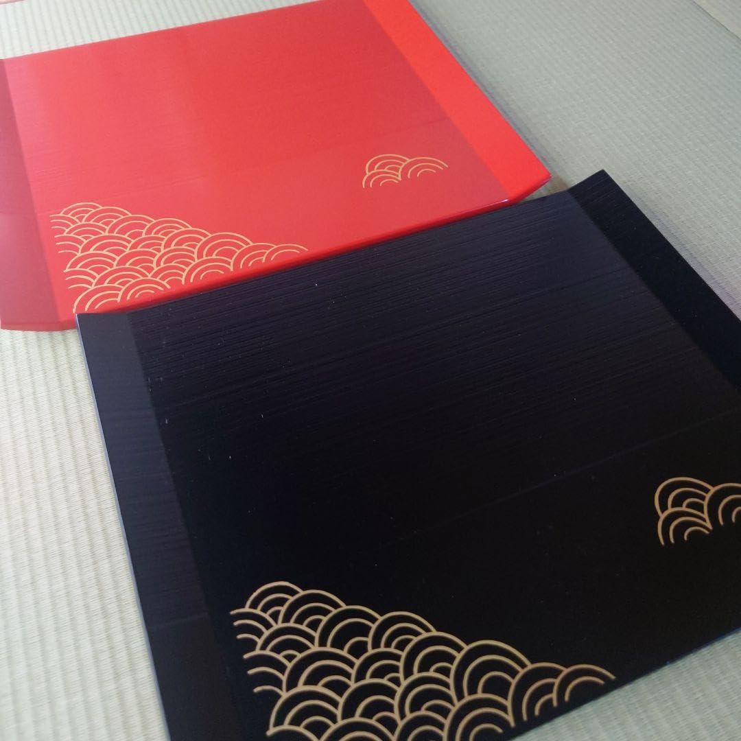 Kyo Lacquerware Gozen, Vermilion/Black, Set of 2