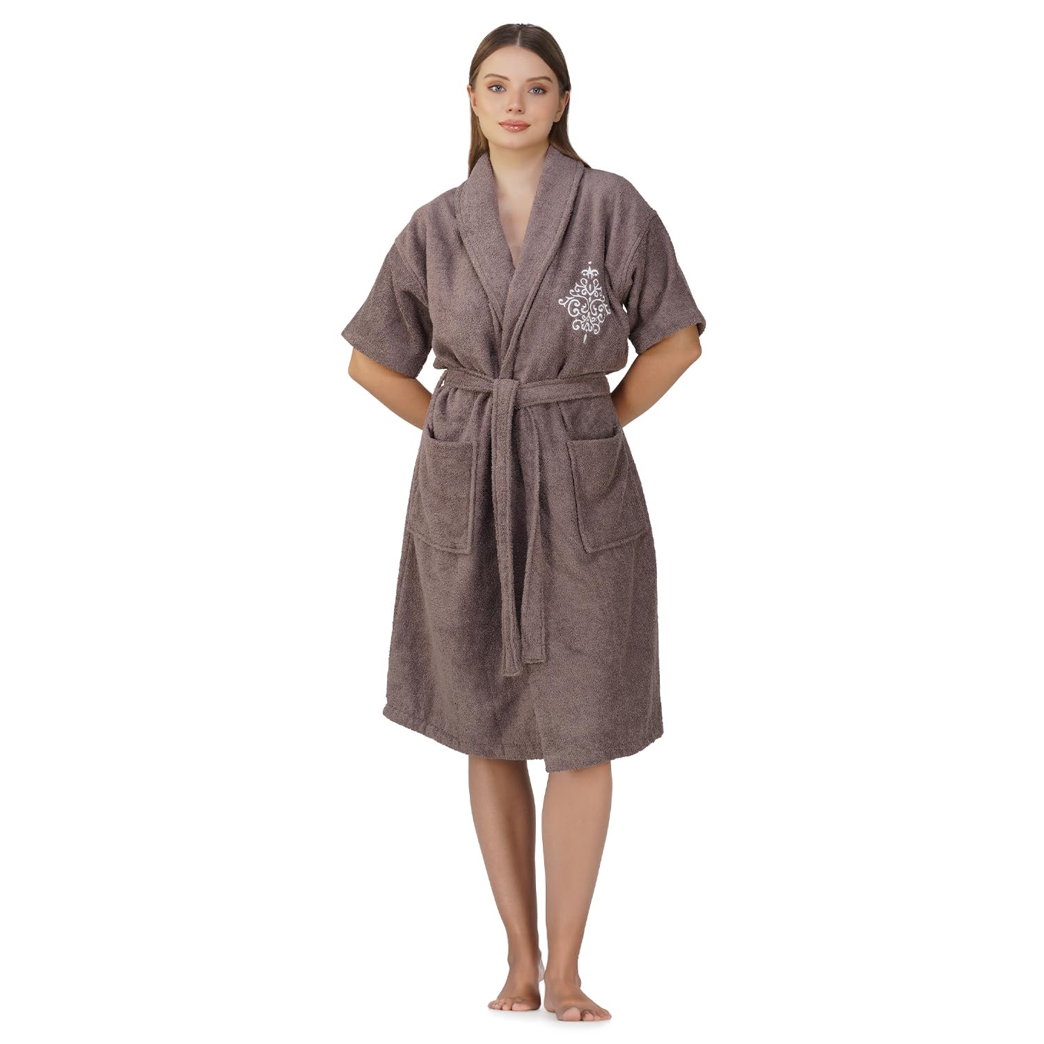 Sponsored Ad - Rangoli Royal Bamboo Premium Bathrobe For Women | Ultra Soft Bamboo Yarn Lightweight Bathing Robes | 460 GSM Highly Absorbent & Quick Drying Luxurious Bath Gown | Knee Length Bath Robe- Brown