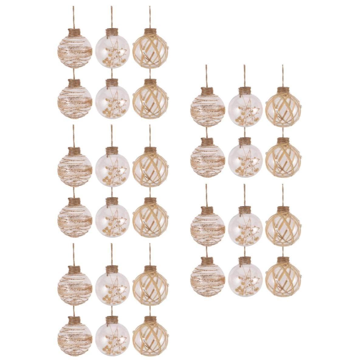 Toyvian 30 Pièces Boules de Noël Transparentes en Plastique avec Corde, | Légères et Résistantes, à Suspendre Facile, Style Classique pour Fêtes, Mariage et Anniversaire