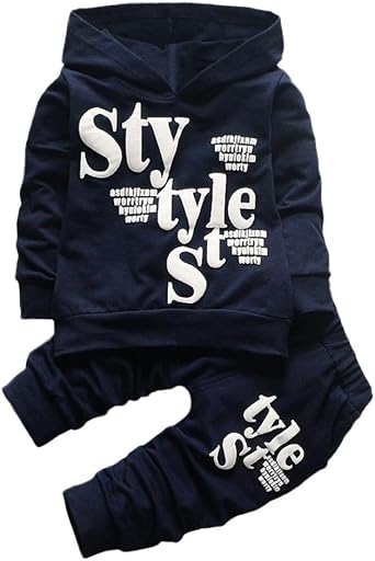 Boy Clothes Set for 1-5 Years Old,Toddler Baby Boys Kid Letter Print Hood Long Sleeve Tops Pattern Pants Outfits