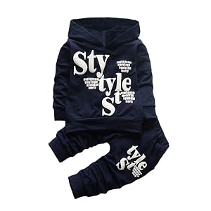 Boy Clothes Set for 1-5 Years Old Toddler Baby Boys Kid Letter Print Hood Long Sleeve Tops Pattern