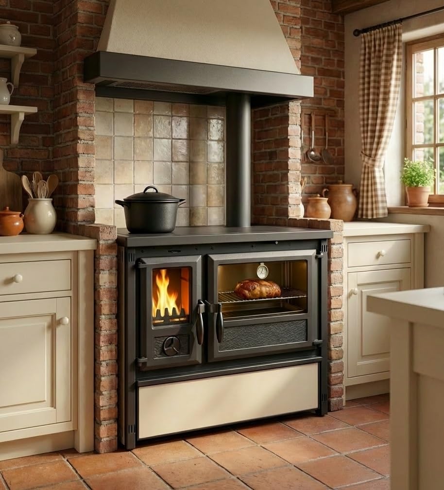 Küchenofen Holzherd Modell Forno - creme - 6 kW