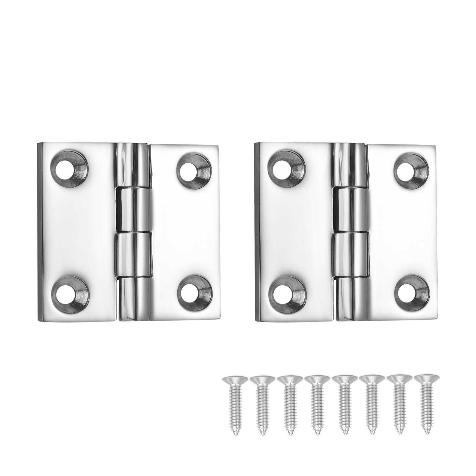 DIALESHU Heavy Duty Marine Boat Hatch Hinges 316 Stainless Steel, 2 x 2 Inch, Sturdy Deck Cabinet Door Hinges with Screws (Pack of 2)