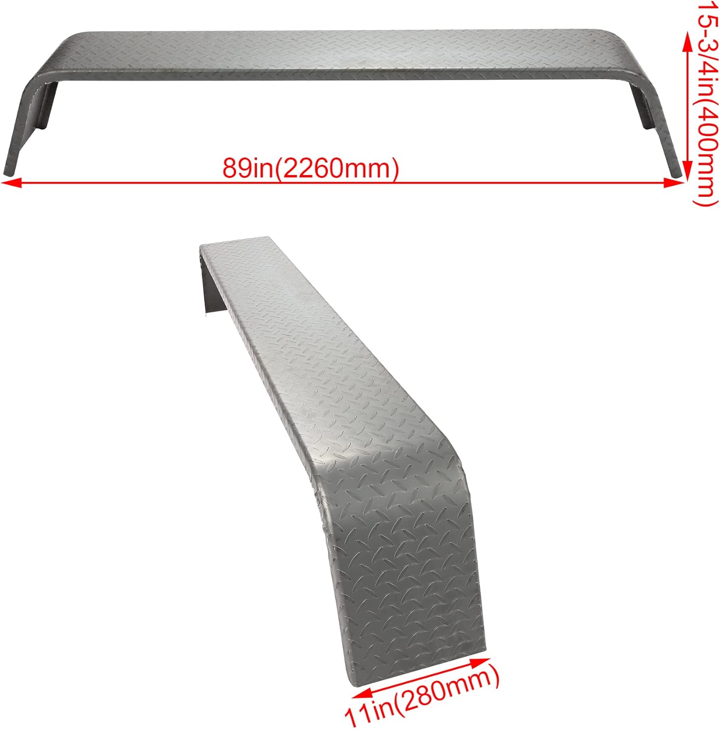 ECOTRIC Steel 14 Gauge Diamond Tread Plate Tandem Axle Trailer Fenders 10"x72"x13" (Fit 13"-15" Tires) - 2 Pcs : Automotive