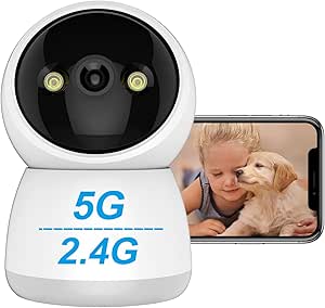 2K Indoor Camera, 5GHz & 2.4GHz 360° Indoor Security Camera for Baby Elder Dog Pet Camera with Night Vision Motion Detection Auto Tracking asin的图片