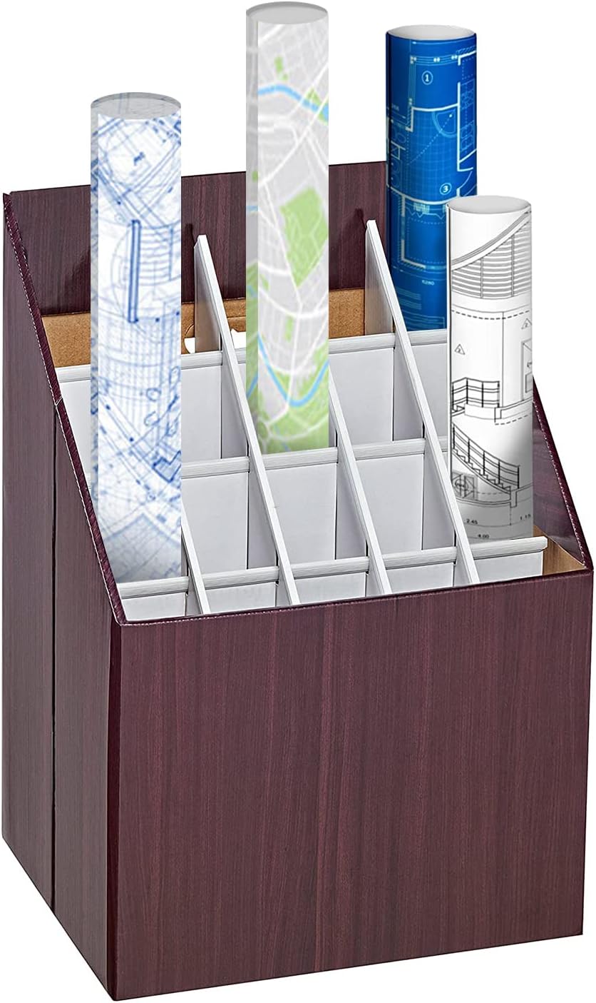 Adir Corp. Blueprint Storage Bin Organizer - Vertical File Box for Blueprints, Posters, Construction Plans, Gift Wrap, And Map Holder Station - Cardboard Blueprint Holder - 1 Box