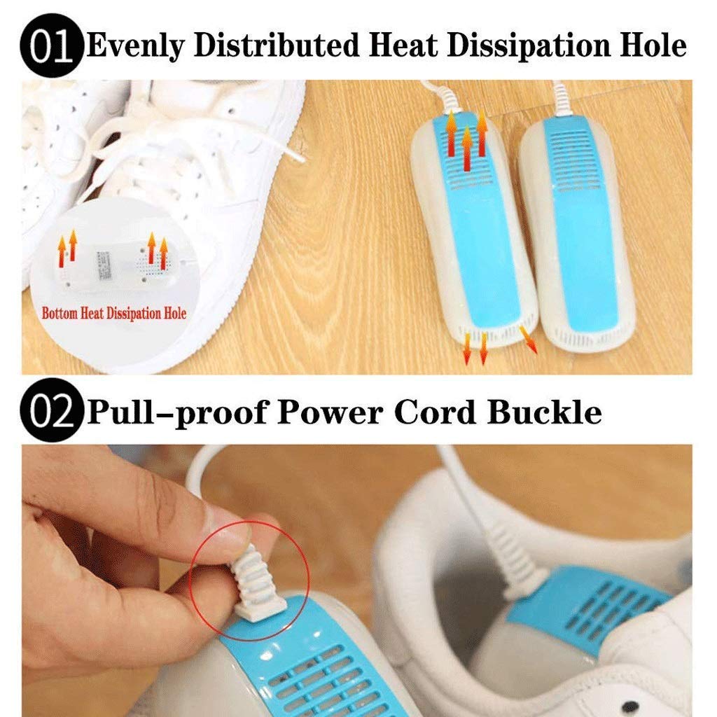 MU Sèche-Chaussures Portables Chaussures Chauffeuse Désodorisant Désodorisateur Chaussures Chaudes Sèche-Cheveux Réchauffeur Pour Chaussures, Gants, Chapeaux, Chaussettes, Sèche-Chaussures de Ski,Ble