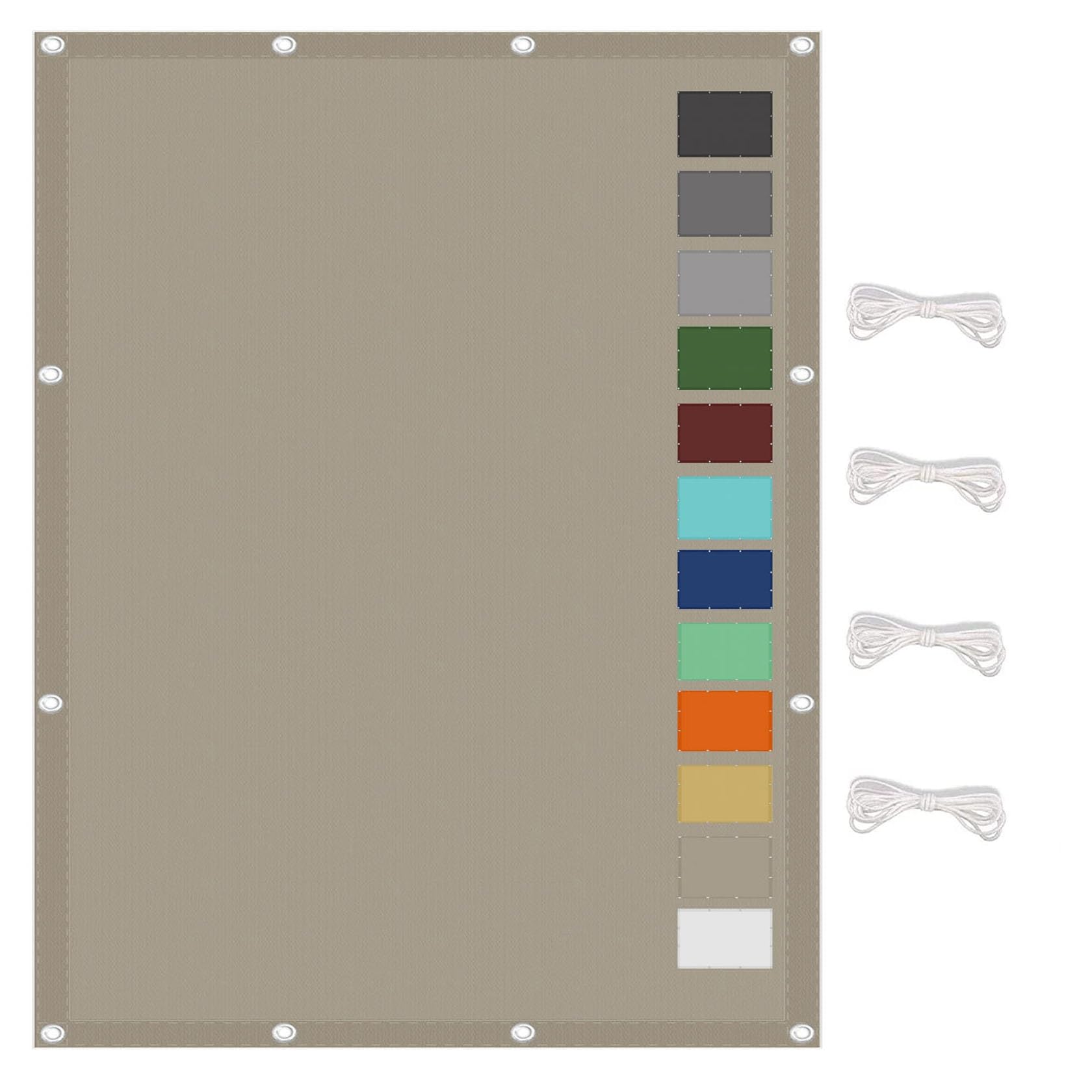 Voile d'ombrage rectangulaire 3x4.5m kaki anti-UV respirant pour terrasse