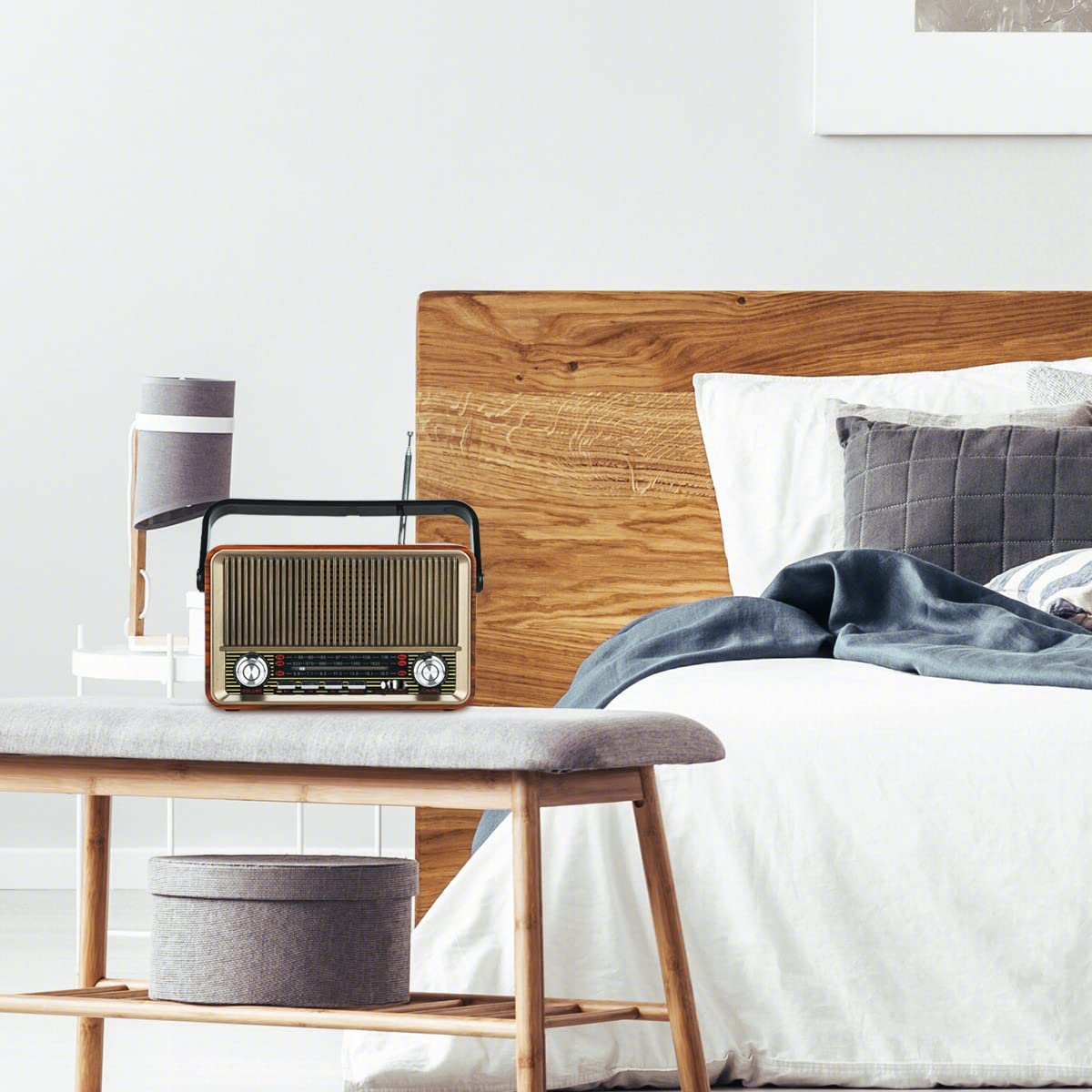 Bluetooth FM AM SW Stereo Radio, Unterstützung USB-Festplatte, USB/TF-Karte, AUX-Steckdose - Musik mit wiederaufladbarem Akku, eingebauter Lautsprecher