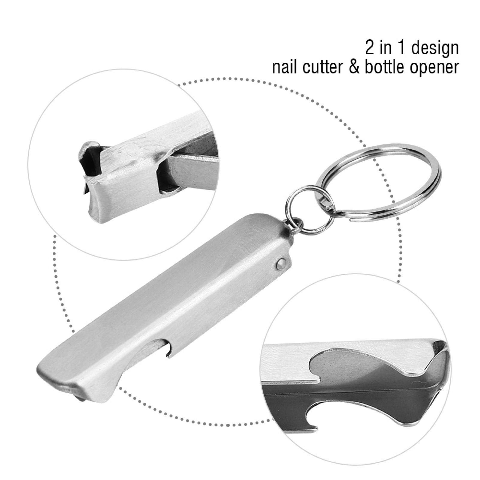 3 in 1 Nail Cutter, Nail Clippers for Thick Nails, Nail File Toenail Clippers with Key Chain Ring for Bottle Opener/Thick Toenails or Fingernails