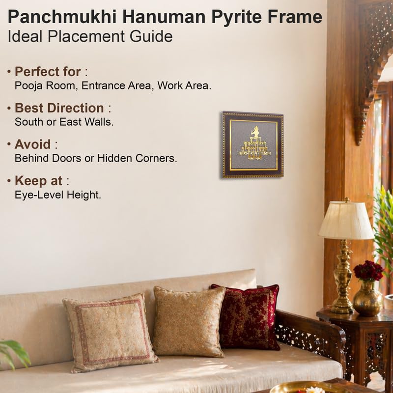 Image of Krishna Mantra Wall Frame inchKrishnaya Vasudevaya inch, Gold Spiritual Wall Art for Home Temple & Decor