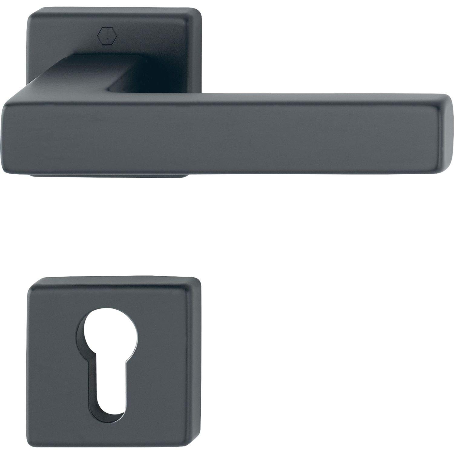 Hoppe Austin Handle Set on Rosette PZ, Aluminium Black