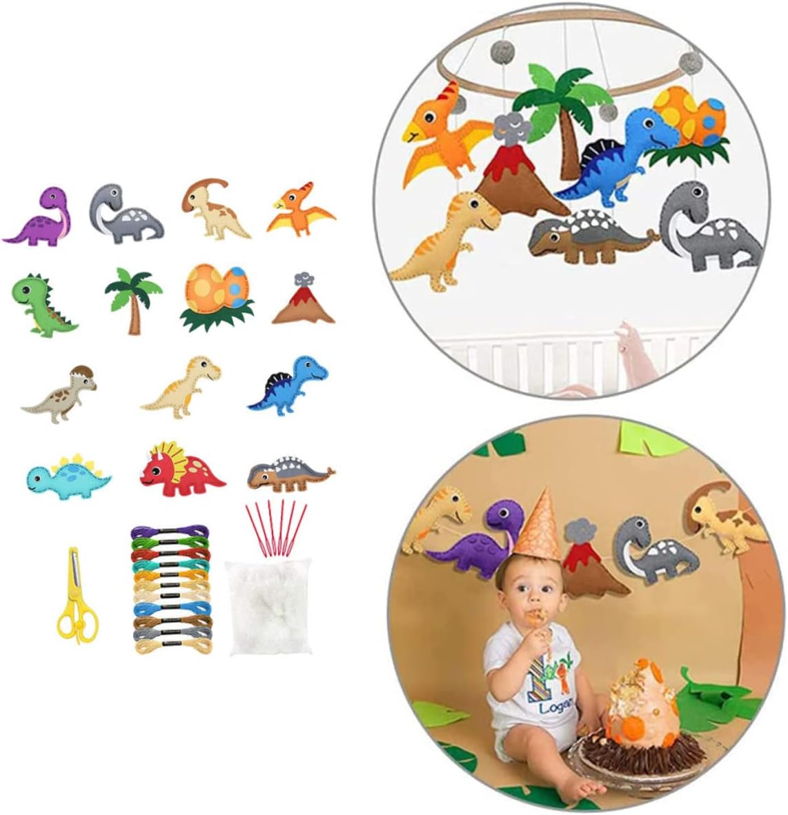 BESPORTBLE 14-Piece DIY Felt Dinosaur Crafts Set for Kids Portable Educational Toys Adorable Design for Creative Play for Home Decor