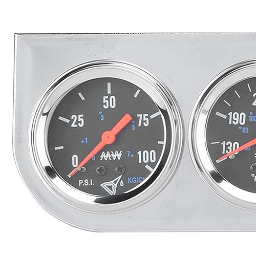 Miniatura 8 de Kit de calibre triple, medidor triple de 2 pulgadas, medidor de presión de aceite de temperatura de agua 3 en 1, universal para 12 V, coche, barco,