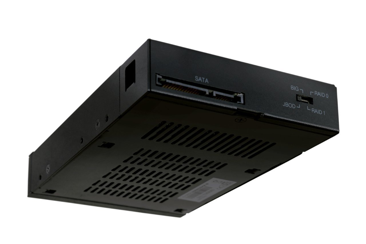 ICY DOCK ToughArmor MB992SKR-B Rack móvil, Robusto gabinete de Rack metálico para 2 x SSD o 2.5" SATA HDD en 1 bahía de 3.5 con Sistema Raid Integrado, Raid 0/1 / Big/JBOD
