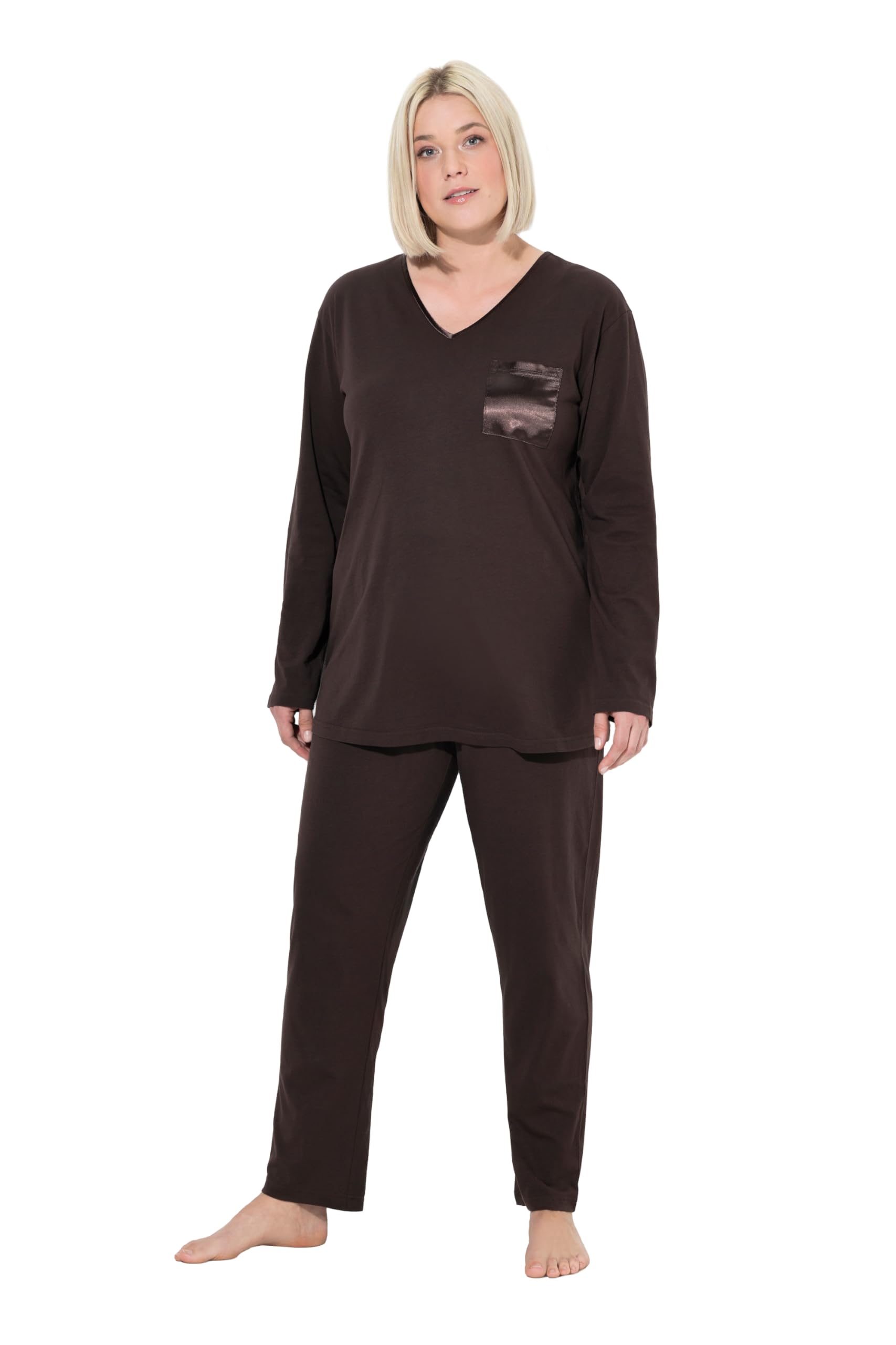 gs1 data protected company 4069787000005 Pyjama, Satin Pocket Pigiama, Nero, 54-56 Donna