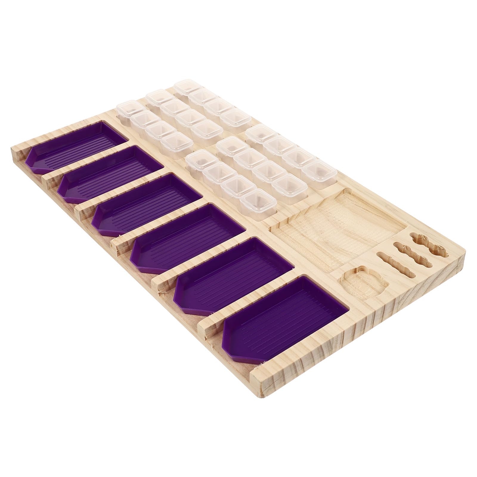 Bandeja para herramientas de pintura de gemas Alipis: organizador de madera para materiales DIY