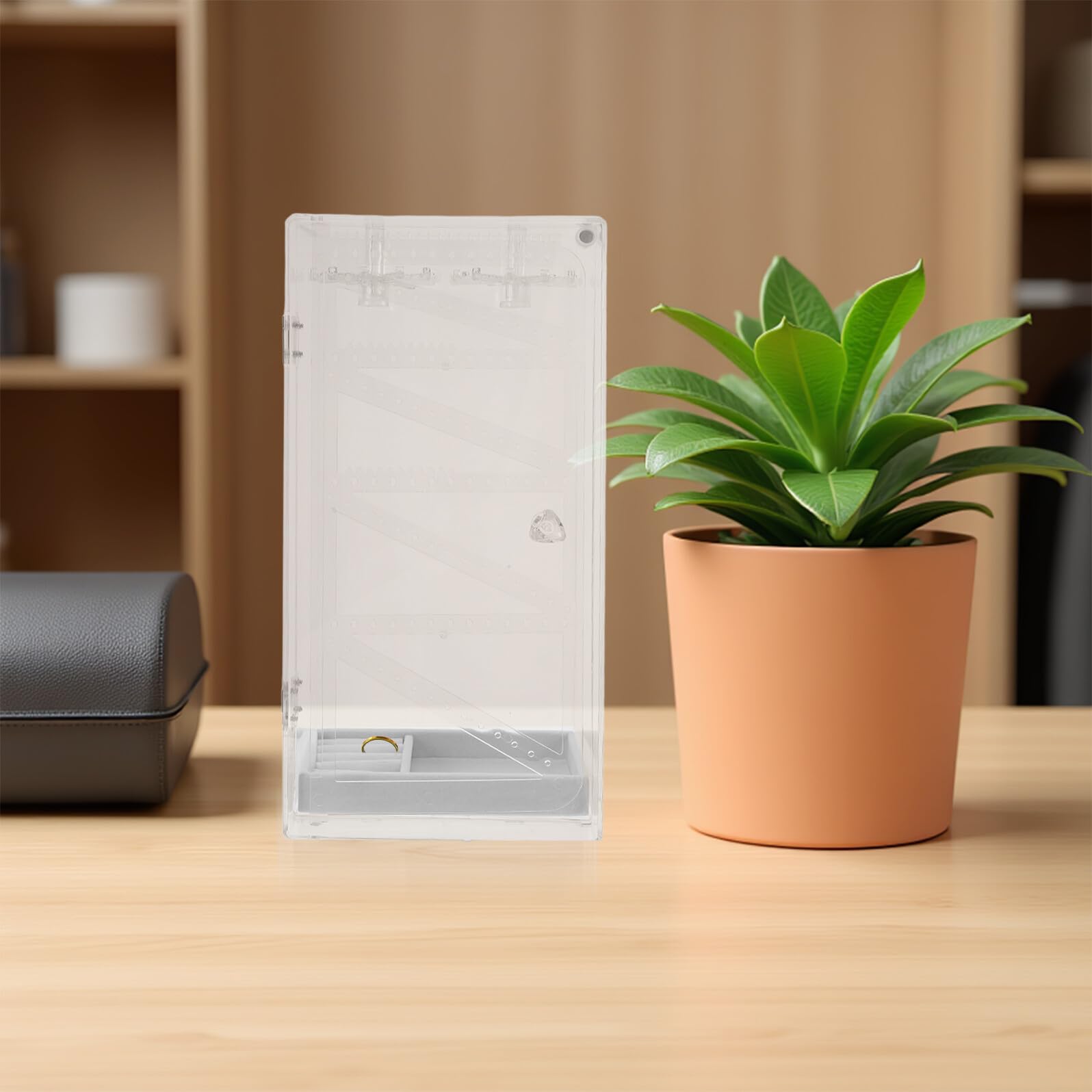TEHAUX Estuche Organizador de Collares Caja Transparente para Collares Largos Soporte para Ganchos de Collar Expositor de Joyas para Exhibir Dormitorio