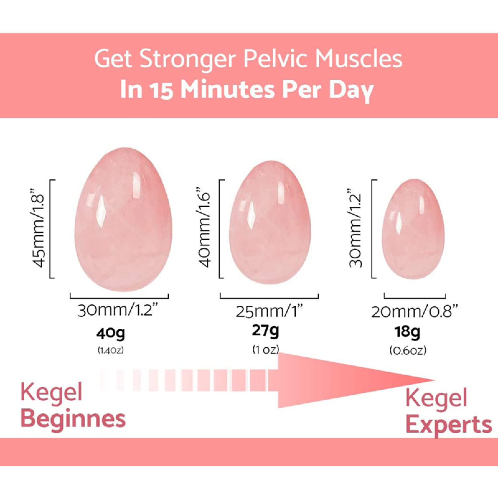 Natürliche Rosenquarz Yoni Ei Set Jade Ei Vaginalmuskelstraffung Kegel Übung Kristall Yoni Zauberstab Damenhygiene Massagestein, gebohrtes Ei mit Box