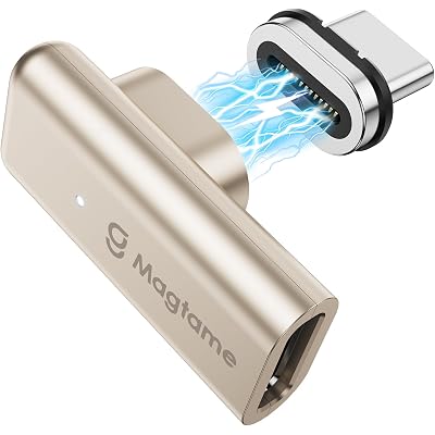240W Magnetic USB C Male to USB C Female Adapter 90 Degree Right Angle, 24Pin Type C Adapter Extender, 40Gbps 4K Video for USB 4 Cable Steam Deck, ROG Ally, Switch, PC, Tablet, iPhone 15