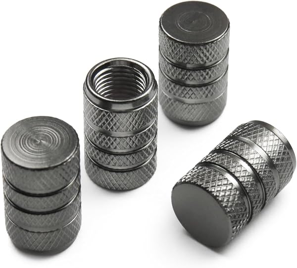 Pitlane Performance® Alu Ventilkappen 4 Stück Ventildeckel; Aluminium Auto-Reifen Schrader-Ventil; Ventilabdeckung Reifenventil-Kappen PKW SUV Motorrad Fahrrad (Schwarz, Racing) - 5