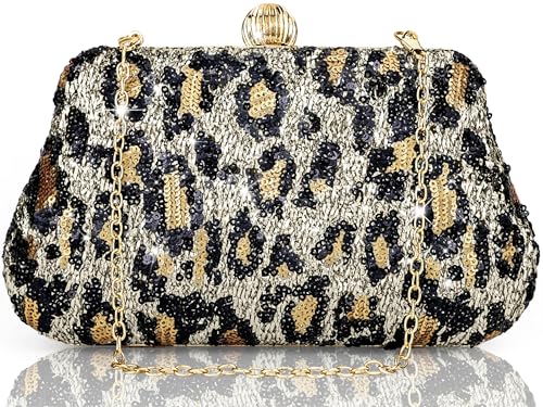 Image of Farcauo Evening Bag Small Clutch Purses Leopard Purse Formal Wedding Handbag for Women Fashion Crossbody Bags With Chain