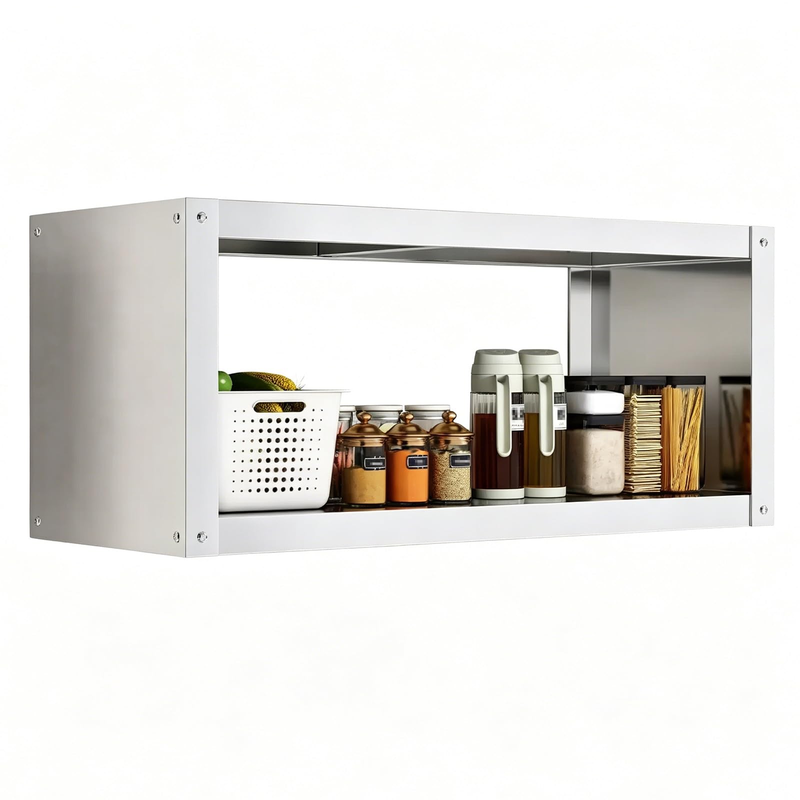 Armoire de cuisine en acier avec poignée rainurée de 100 cm pour garage