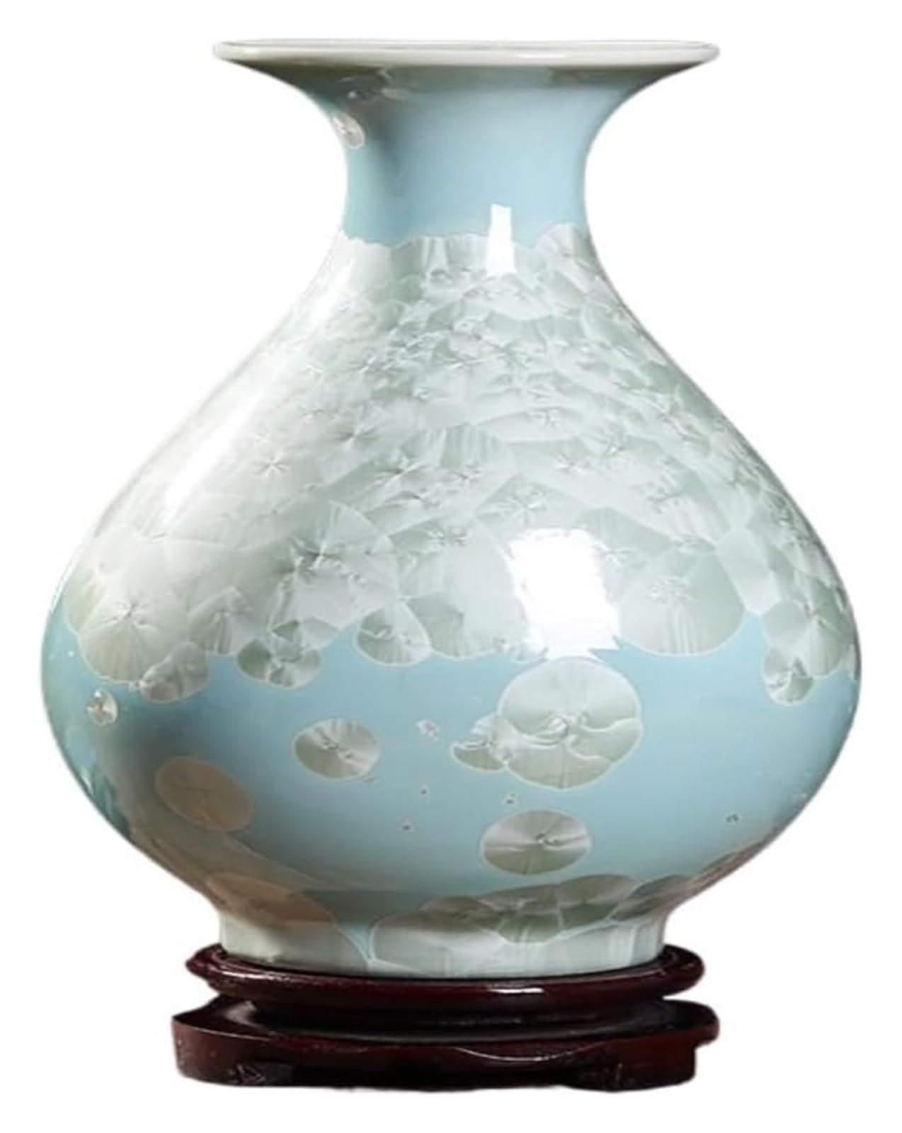 Vase Tabletop Flower Glass Crystallized Glaze Decorative Chinese Style Ceramic Home Living Room Vase(Yellow,A)-Blue-C(bule,C)