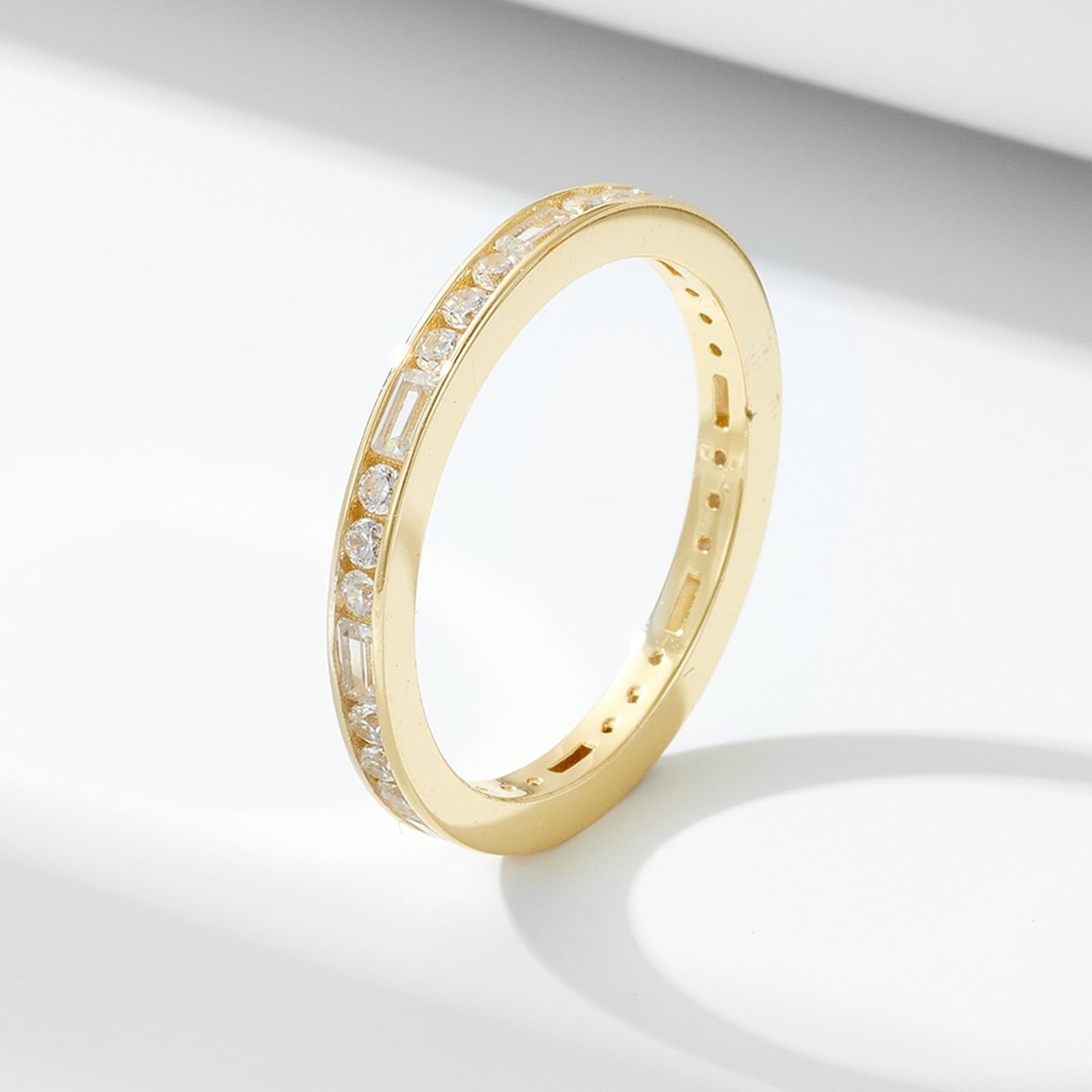 Anillo de boda de oro para mujer, anillo de boda de oro blanco, anillos de boda de oro auténtico, para mujer