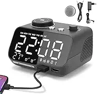 Rádios Despertador Digital Atualizados, Rádio Despertador Duplo FM com Visor LED, Despertador Digital Comcontroles de Estilo, Relógio Despertador Digital de Mesa Smart Números Grandes E Som Alto
