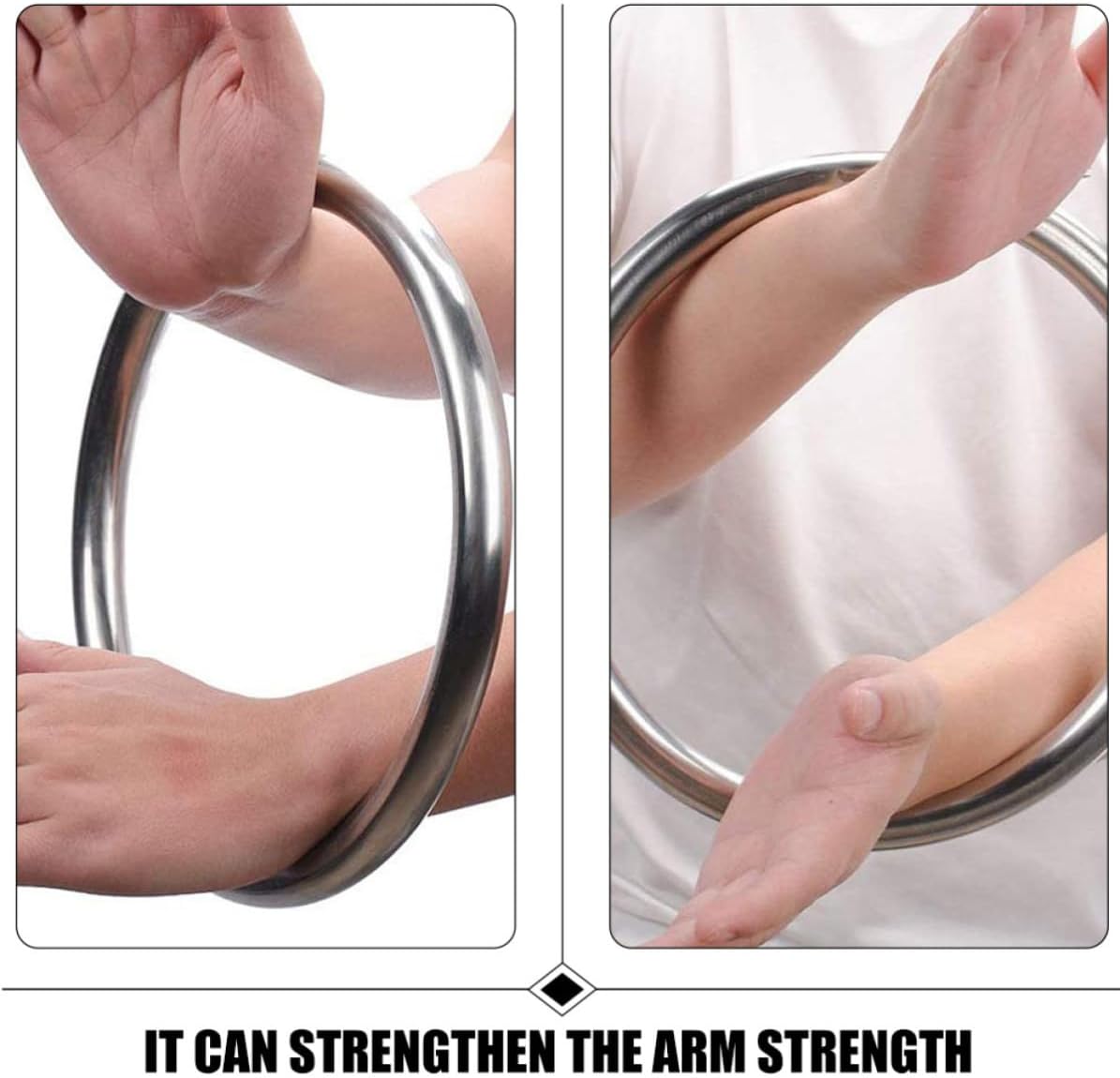 SUPVOX 2pcs Stainless Steel Training Ring for Strengthening Arm Strength and Corrosion Resistance, Sturdy Silver Martial Arts Equipment for Traditional Martial Arts Techniques