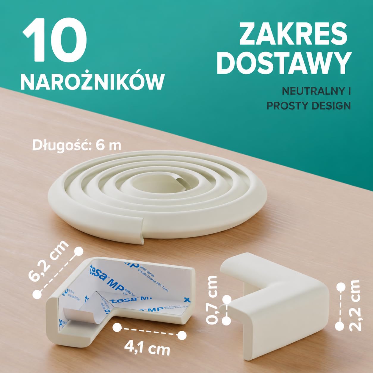 SafeMate Piankowe Osłony na Narożniki dla Niemowląt – 6m Ochraniacz na Krawędzie Stołu & 10x Samoprzylepne Osłony na Narożniki – Zabezpieczenie dla Dzieci, Stołów i Parapetów, Czarny matowy
