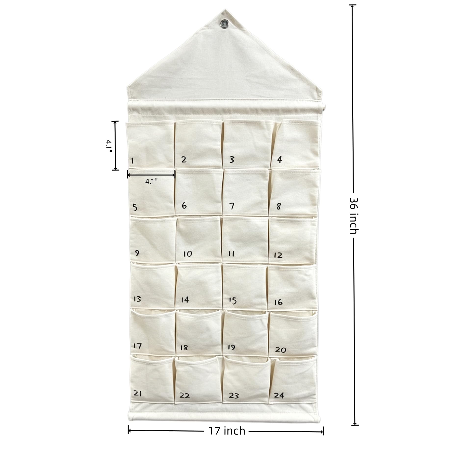 Calendario de Adviento de tela con 24 bolsillos numerados, calendario de pared colgante para rellenar tú mismo para adornos de Navidad