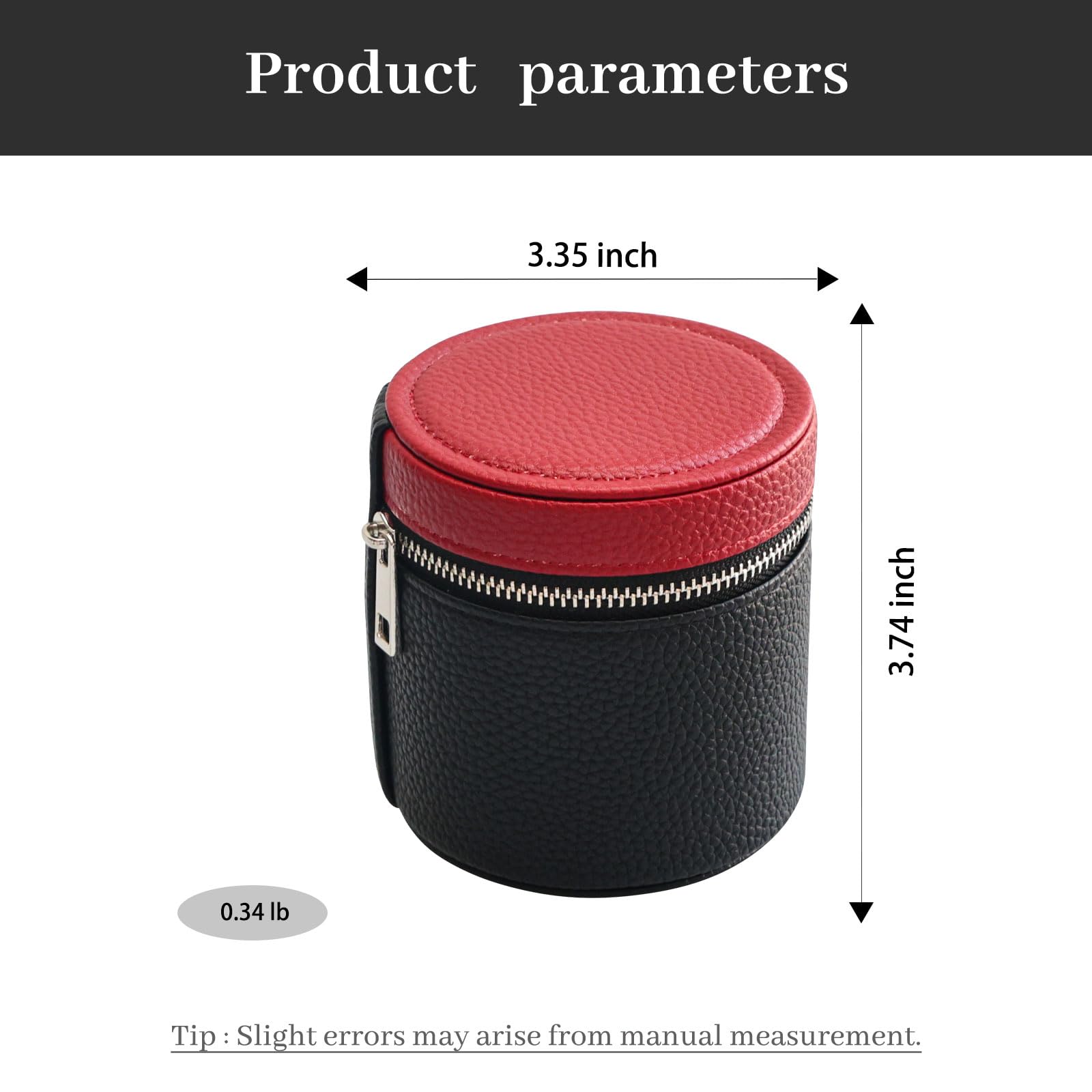 Uhrenreisetasche, einzelne PU-Leder-Uhrenrolle für Herren | Kratzfestes PU-Leder mit Reißverschluss, Samtfutter und Uhrenkissen, kompakt für Reisen und tägliche Lagerung.Schwarz/Rot)