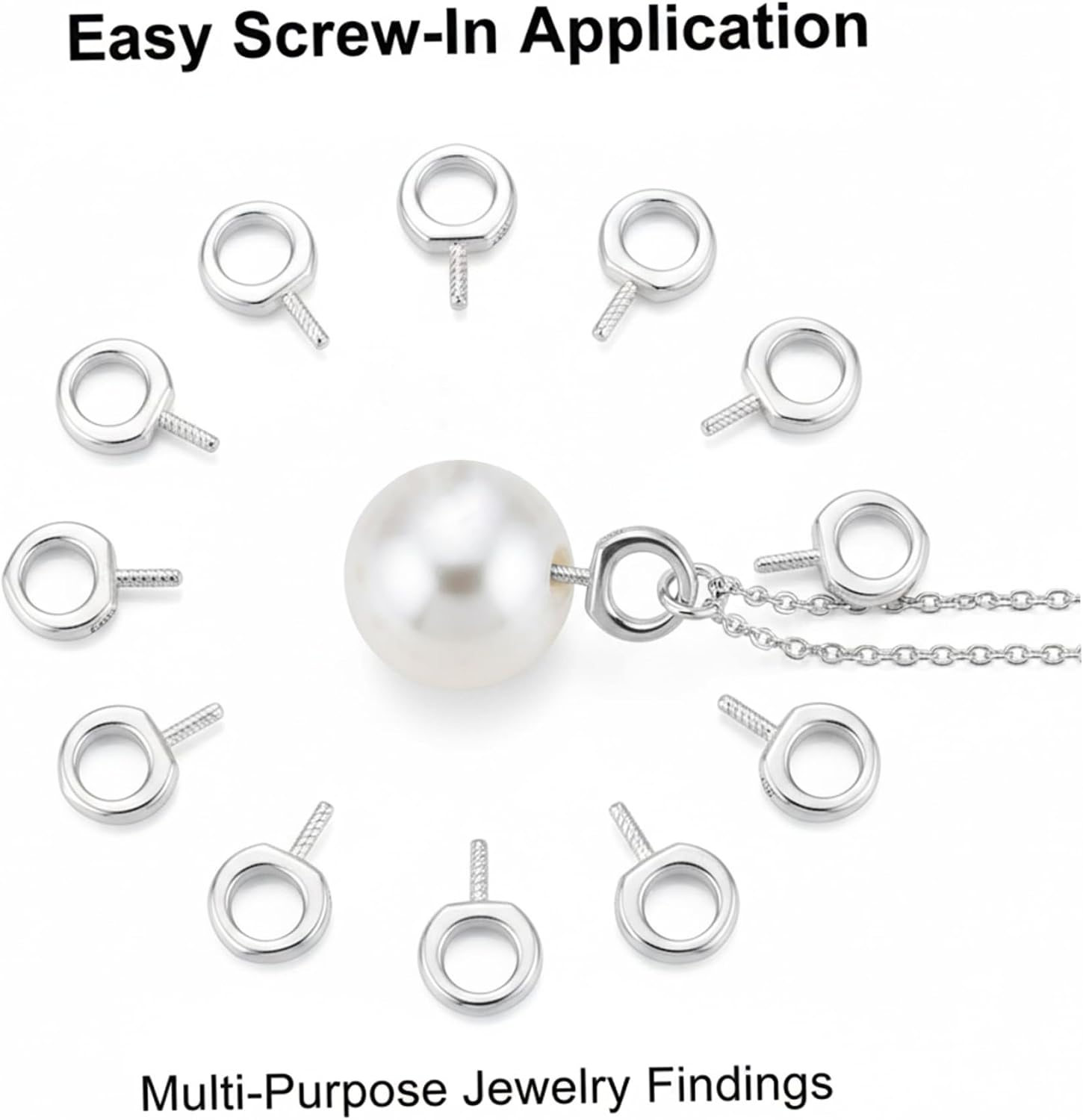 Eye Screws for Jewelry Making 10PCS 925 Silver Screw Eye Pin Bails Replacement Connectors for Broken Pendants, Beads, and Charm